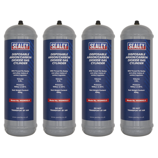 430g 2.2L, Disposable Argon/Carbon Dioxide Gas Cylinder - Pack of 4