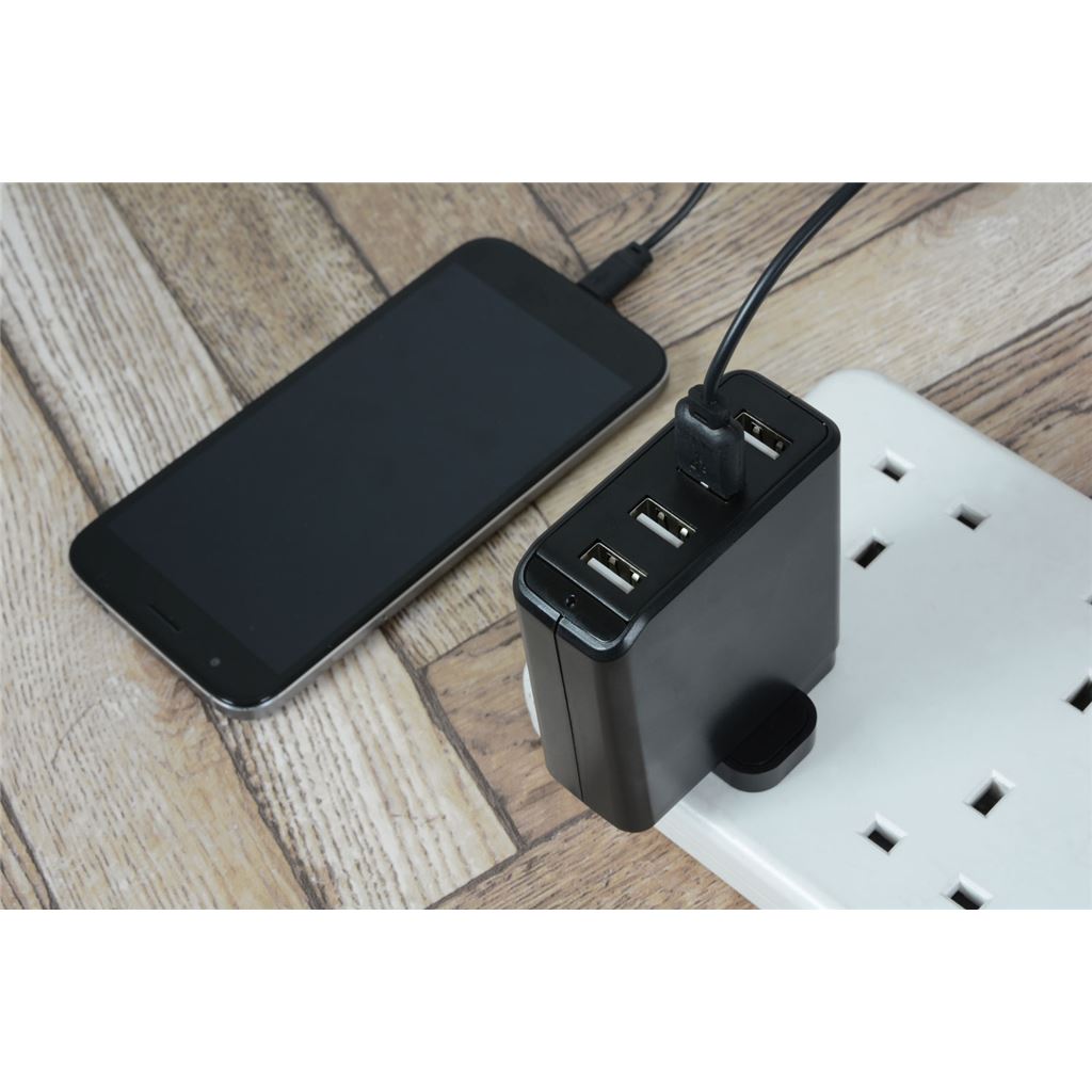 4 Port USB Mains Charger 4.8A - Quad - USB-UK448v2