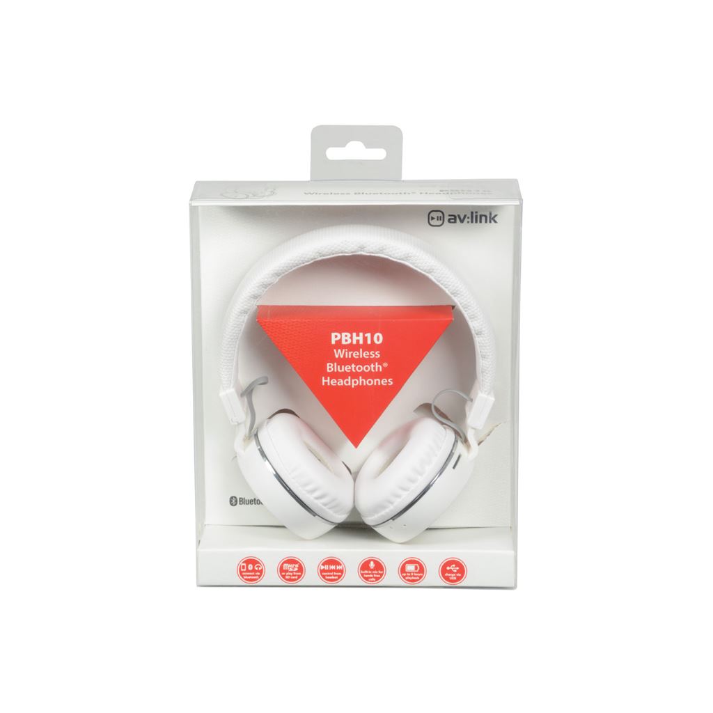 Wireless Bluetooth Headphones - White - PBH10-WHT