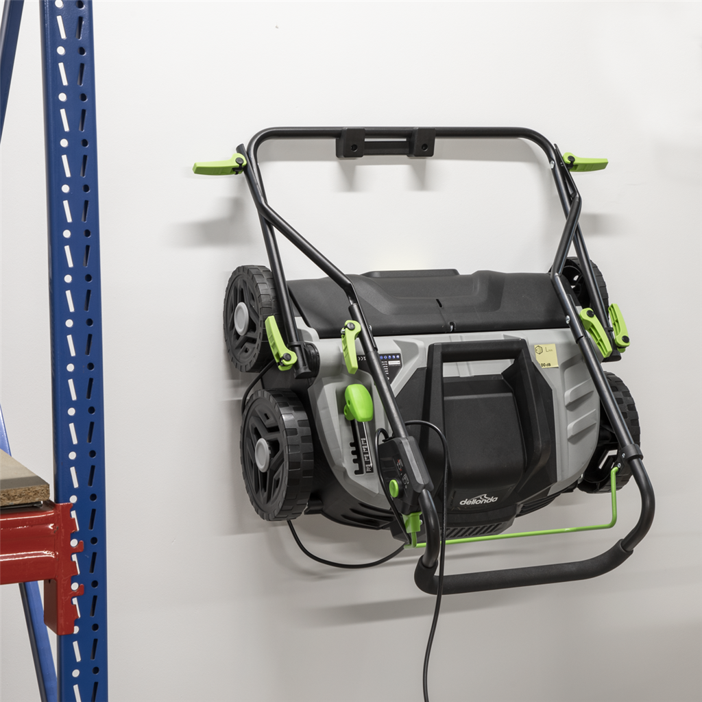 Dellonda 1500W Electric 2-in-1 Scarifier with 5-Heights, 36cm Cutting Diameter, 45L Grass Collection Bag, 10m Mains Cable, Hand Push