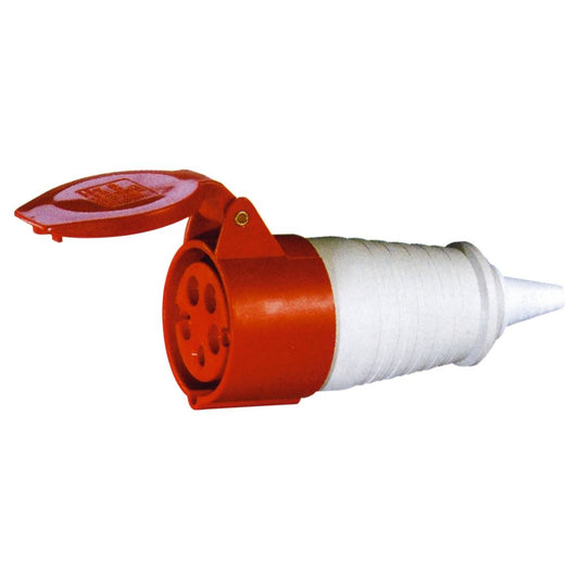 400 V Red 16 A 5 Contact High Current In-line Socket