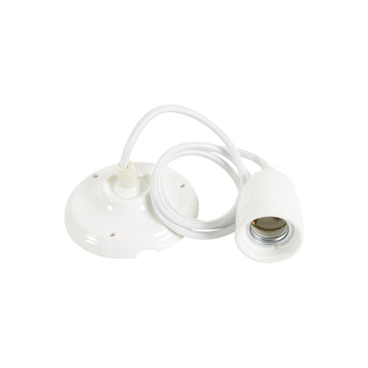 Ceramic Pendant Cord Sets E27 - - White - CPE27-WH