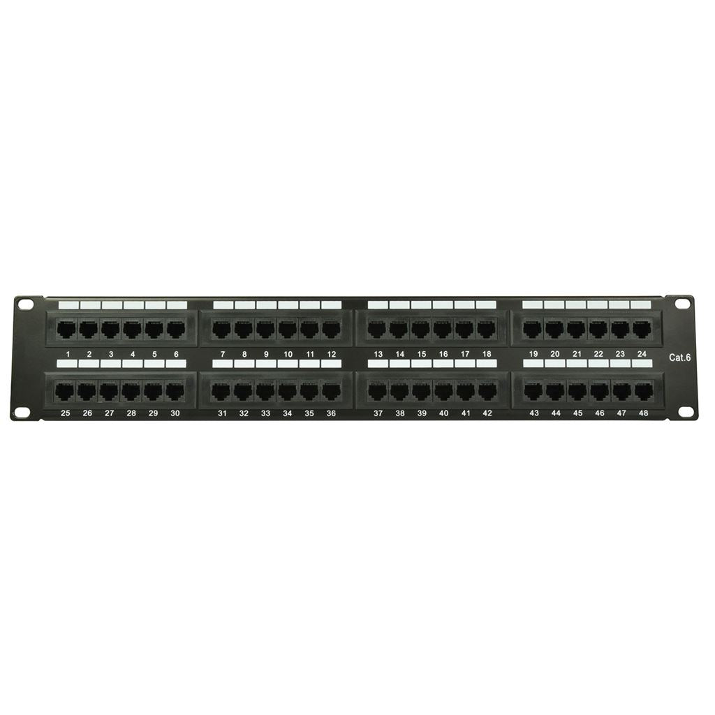 CAT6 Rackmount IDC Patch Panels - 48-Port 2U + Cable Management - CAT6-48IDC