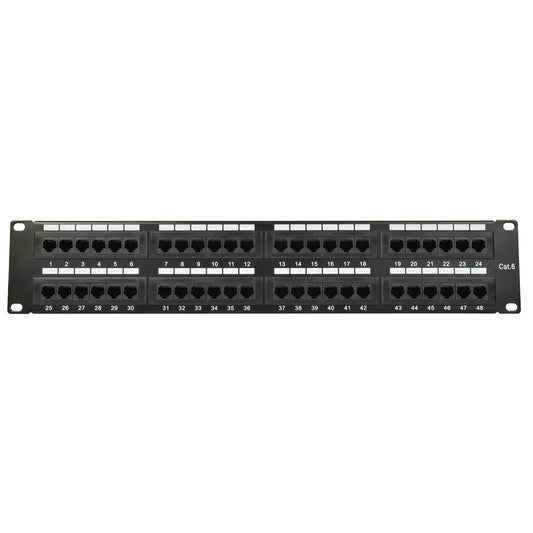 CAT6 Rackmount IDC Patch Panels - 48-Port 2U + Cable Management - CAT6-48IDC