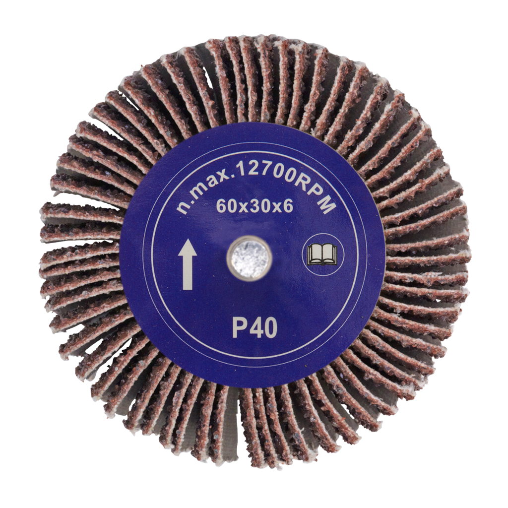 Flap Wheel &#216;60 x 30mm 40Grit 6mm Shaft