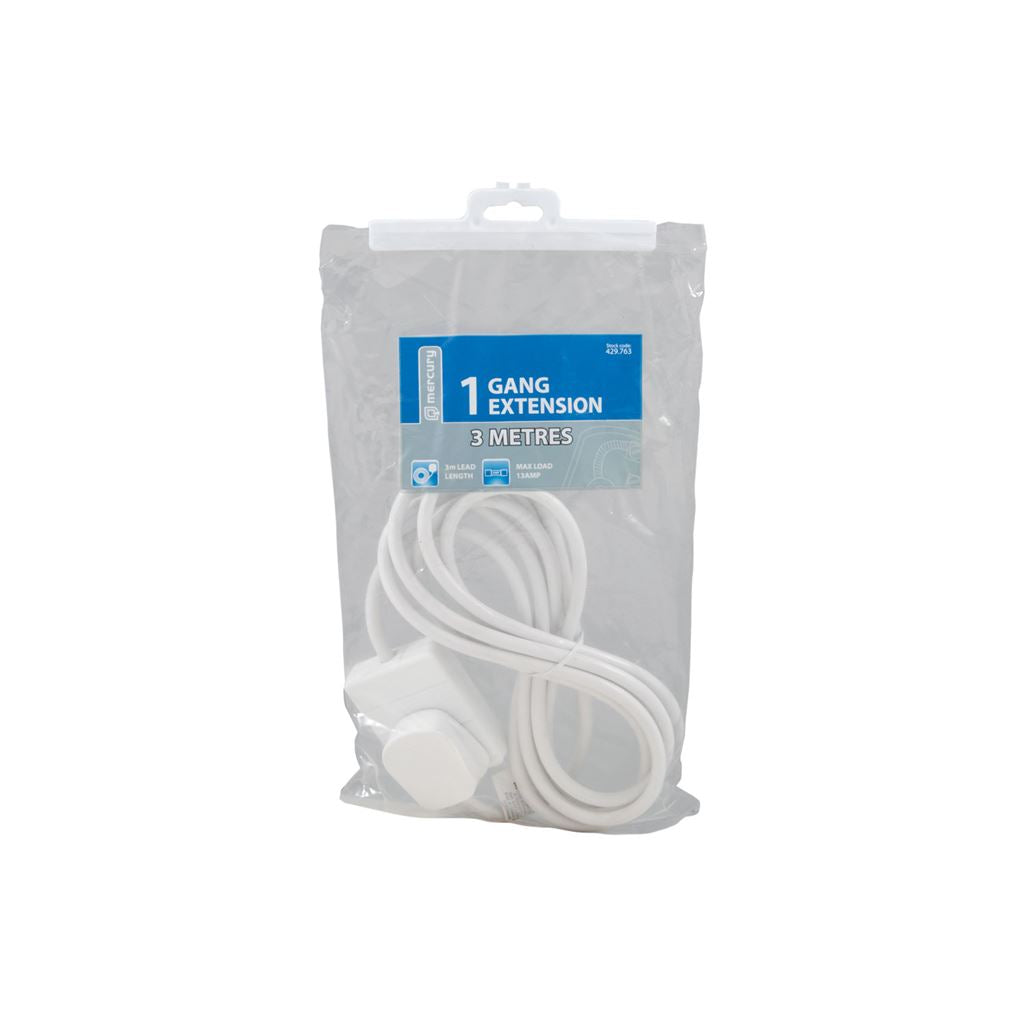 1 Gang Extension Leads - 13A extensions 3.0m