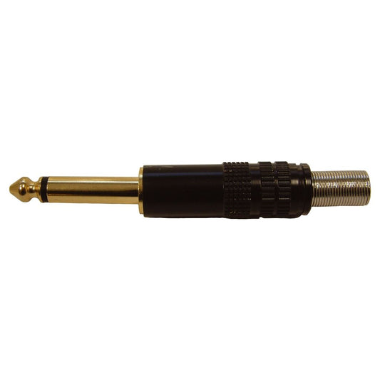 6.35mm Jack Mono Metal Jack Plug With Cable Protector and Solder Terminals