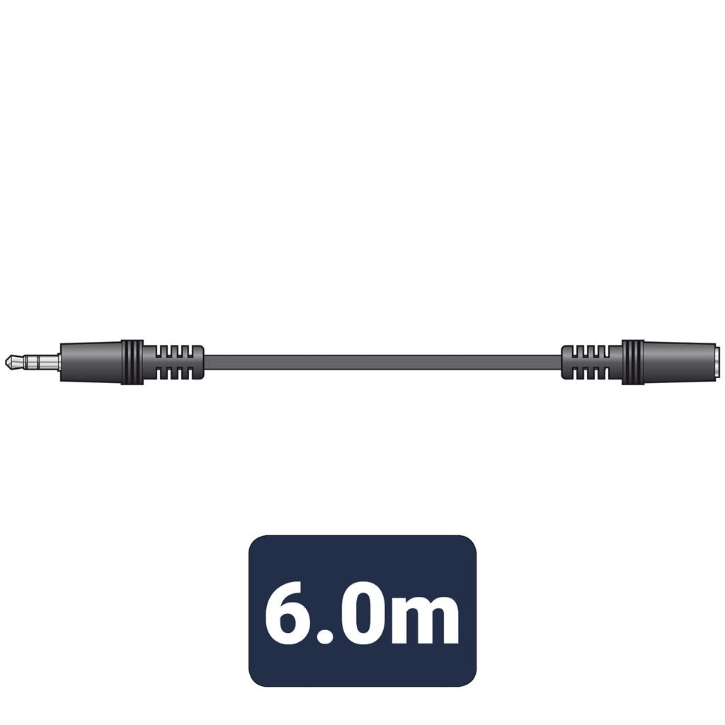 3.5mm Stereo Plug to 3.5mm Stereo Socket Leads - 6.0m