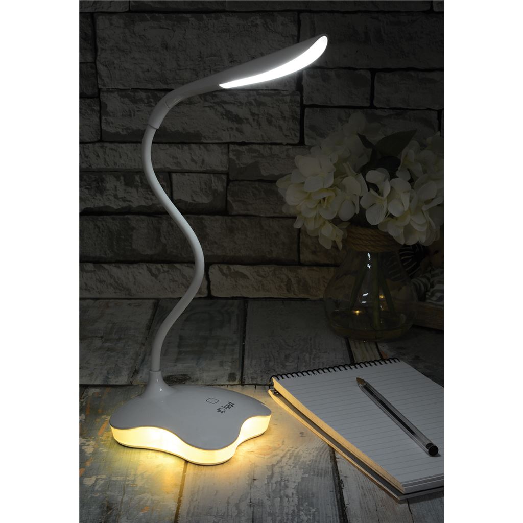 Touch Sensor LED USB Desk Lamp with Nightlight - White - USB-DW