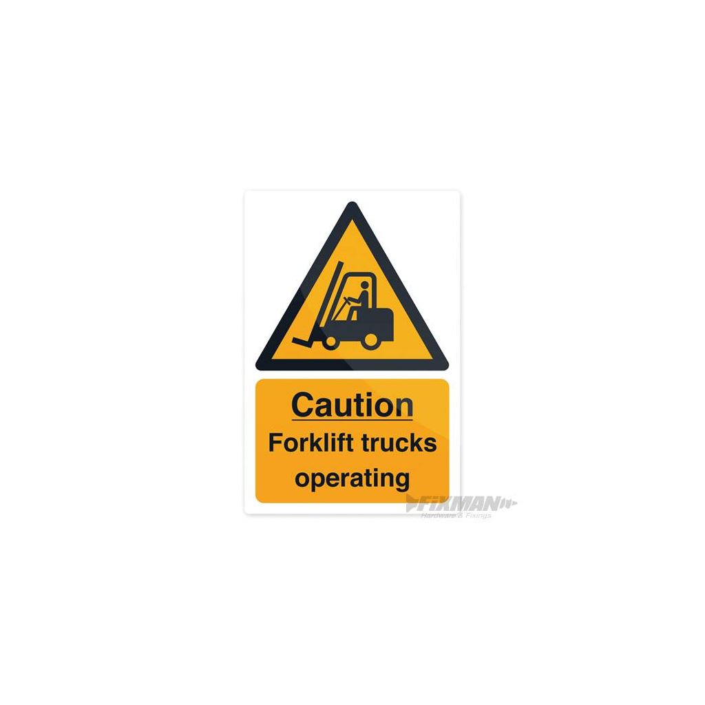 Caution Forklift Trucks Sign - 200 x 300mm Rigid