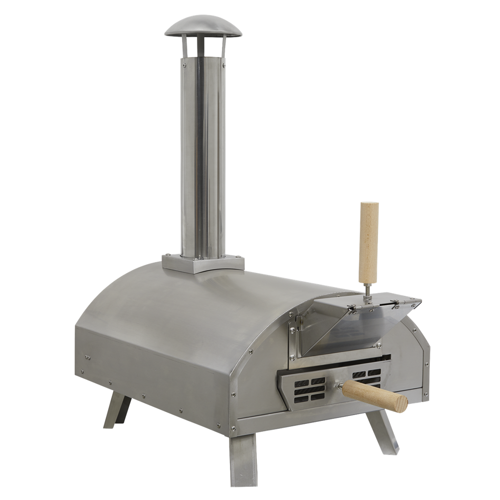 Dellonda 14" Portable Wood-Fired Pizza & Smoking Oven - Stainless Steel