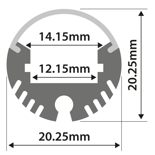 Aluminium LED Tape Profile - Tube Batten - 1m - AL1-R2020