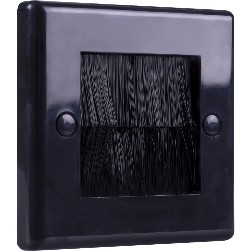 Single Gang Brush Wall Plate - Designed to Hide Cable Entry Points in the Wall