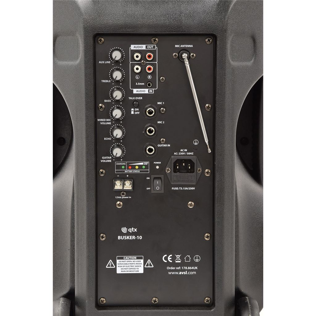 Busker PA with VHF Mics & Media Player - Busker-10 + 1 x + USB/SD/FM/BT