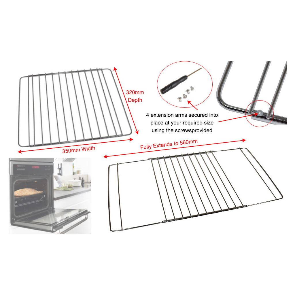 2 X Universal Extendable Oven Cooker Grill Shelves Rack Grids