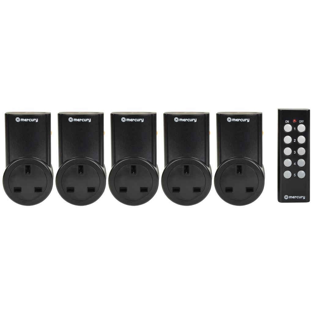 Wireless Remote Control Mains Sockets - Set of 5 - RC5 RF controlled