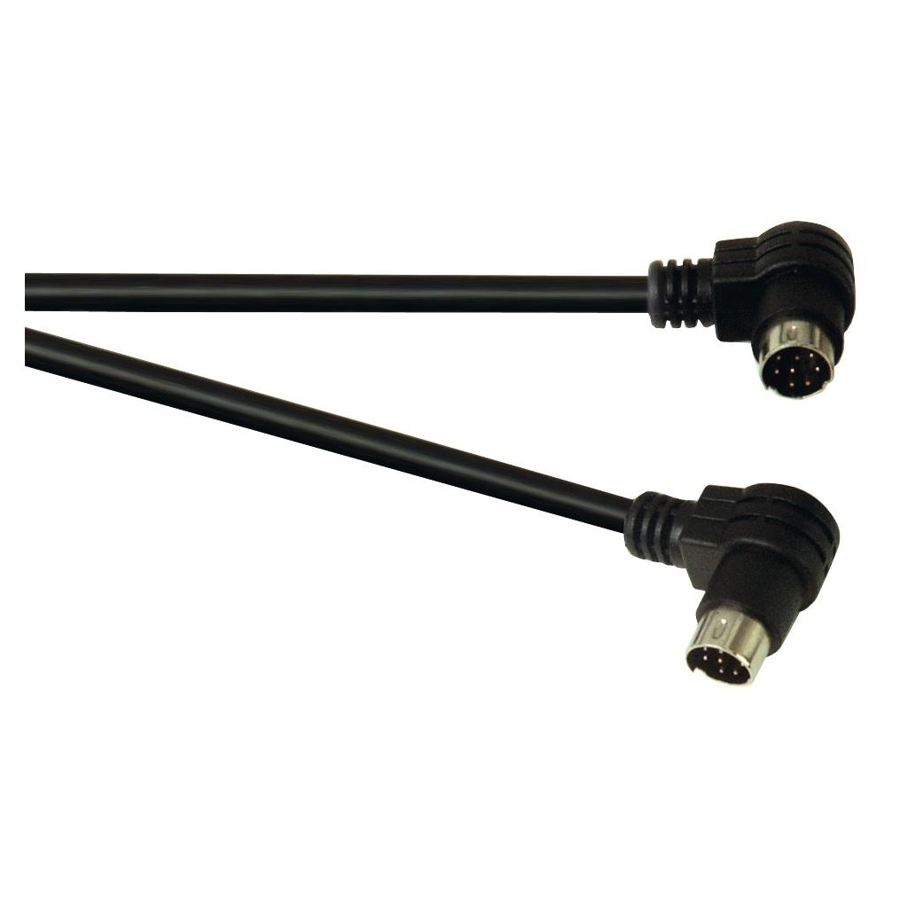 Standard Right Angled 8 Pin Mini Din Plug to Right Angled 8 Pin Mini Din Plug Screened Lead 1m