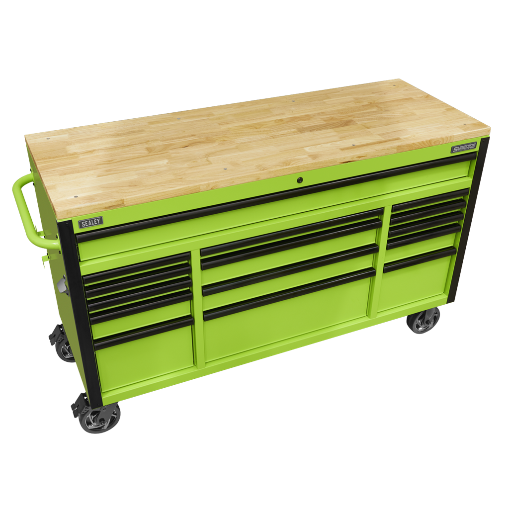 15 Drawer Mobile Trolley with Wooden Worktop 1549mm