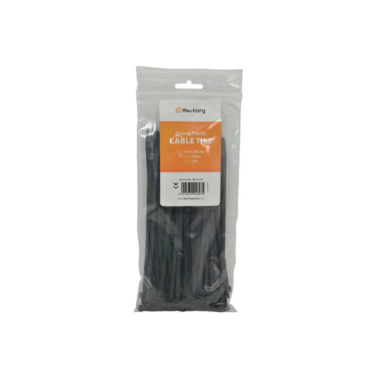 Cable Ties - 100Pcs - CTB48200 4.8 x 200mm, black bag of