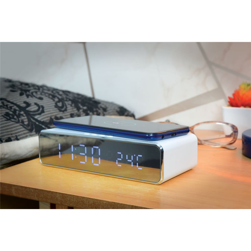 Recharge: Wireless Fast Charging Digital Alarm Clock - White