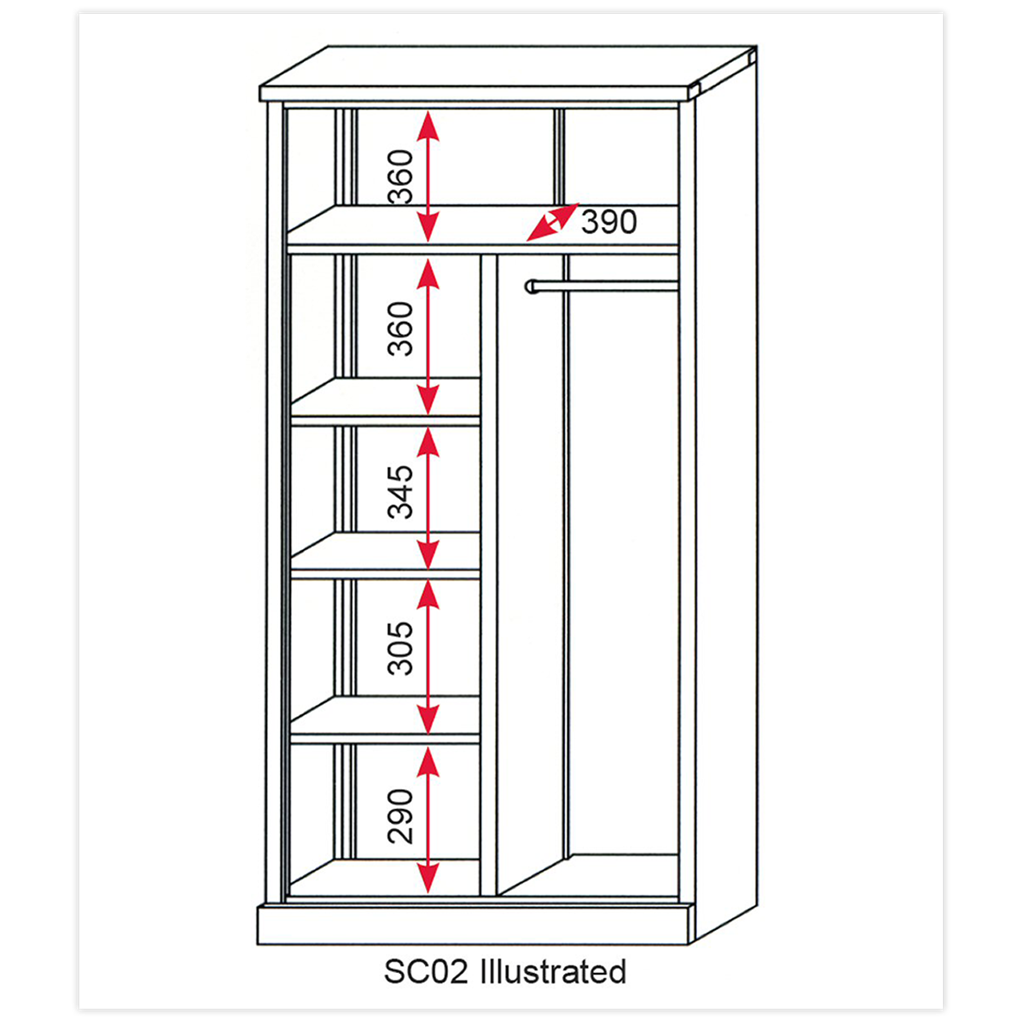 Floor Cabinet 4 Shelf plus Hanging Rail 2 Door