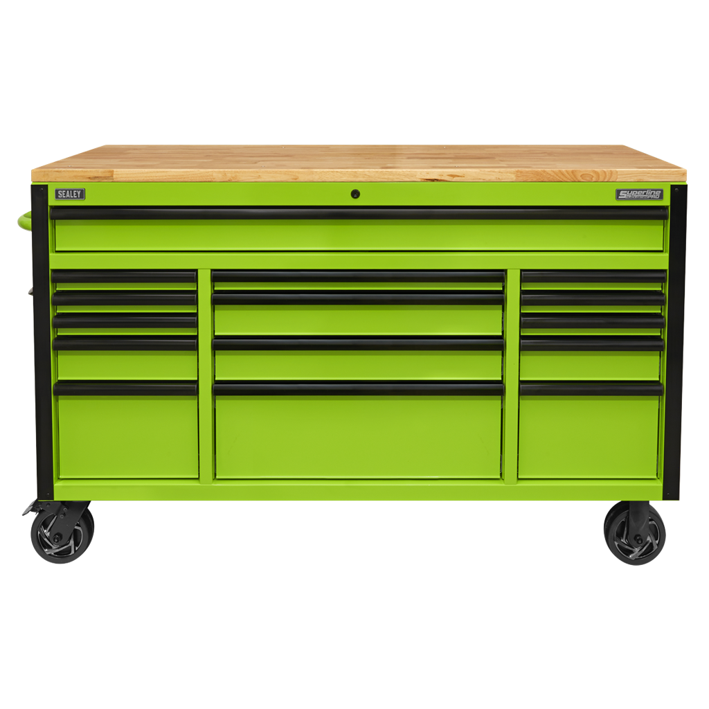 15 Drawer Mobile Trolley with Wooden Worktop 1549mm