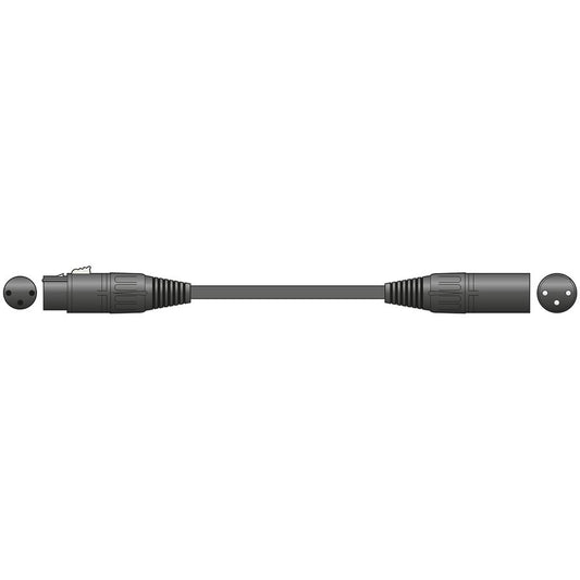 Retro Braided XLRF-XLRM Microphone Lead - Black - Blk 1.5m