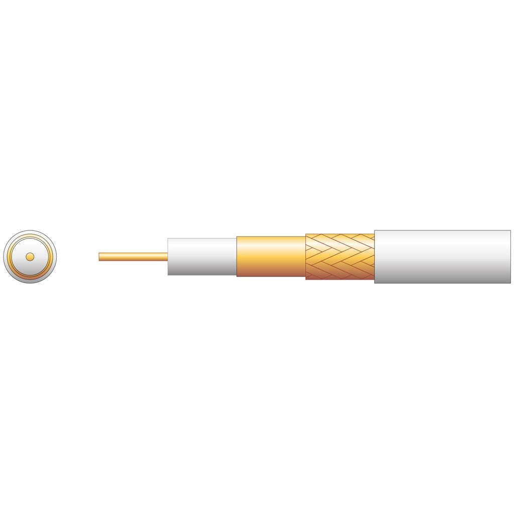 100U 75 Ohms Foam Filled Coaxial Cable - CCA Braid - Foamed PE with 100m White