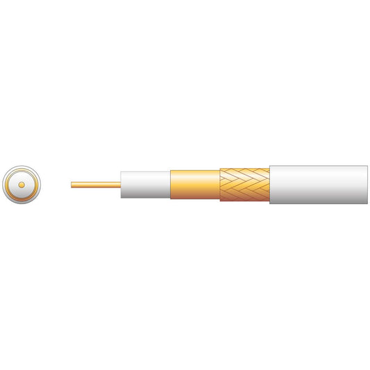 100U 75 Ohms Foam Filled Coaxial Cable - CCA Braid - Foamed PE with 100m White