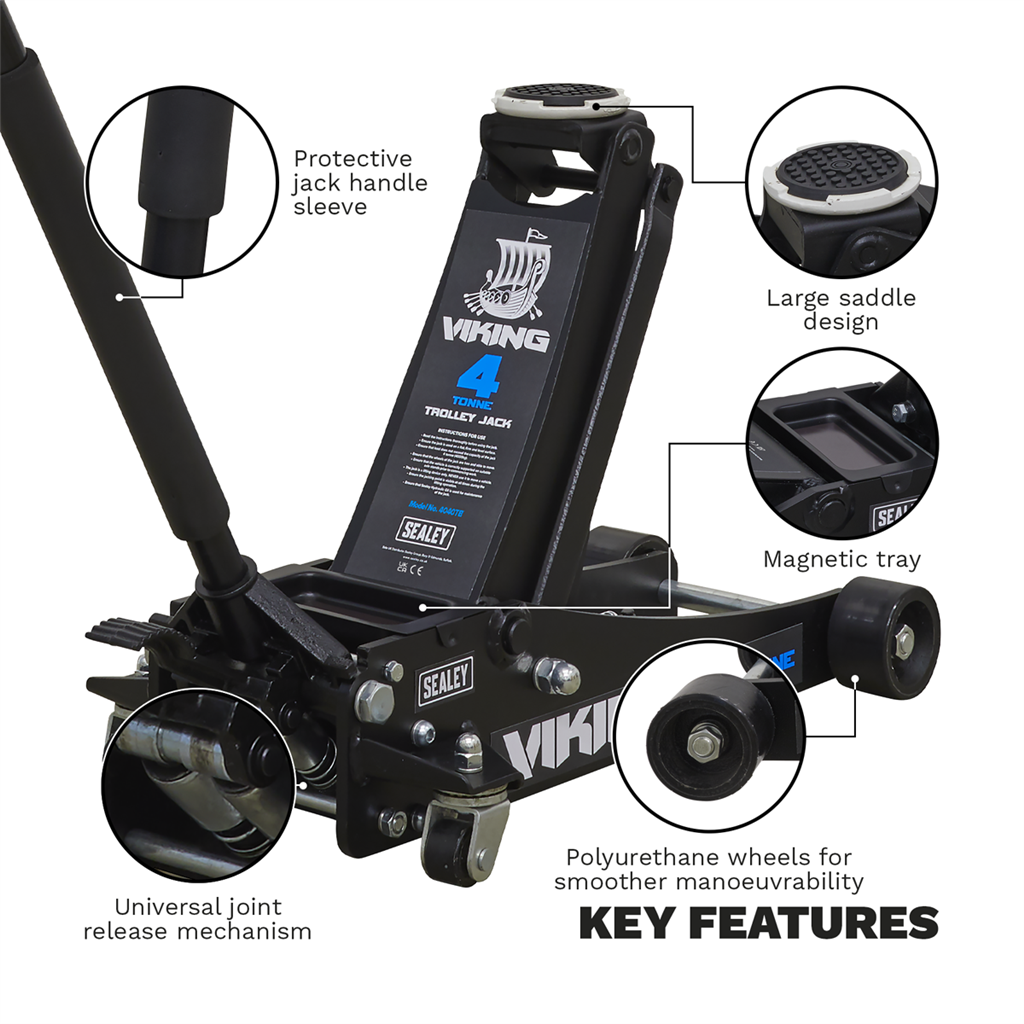 Viking Professional Trolley Jack 4 Tonne Low Profile with Rocket Lift