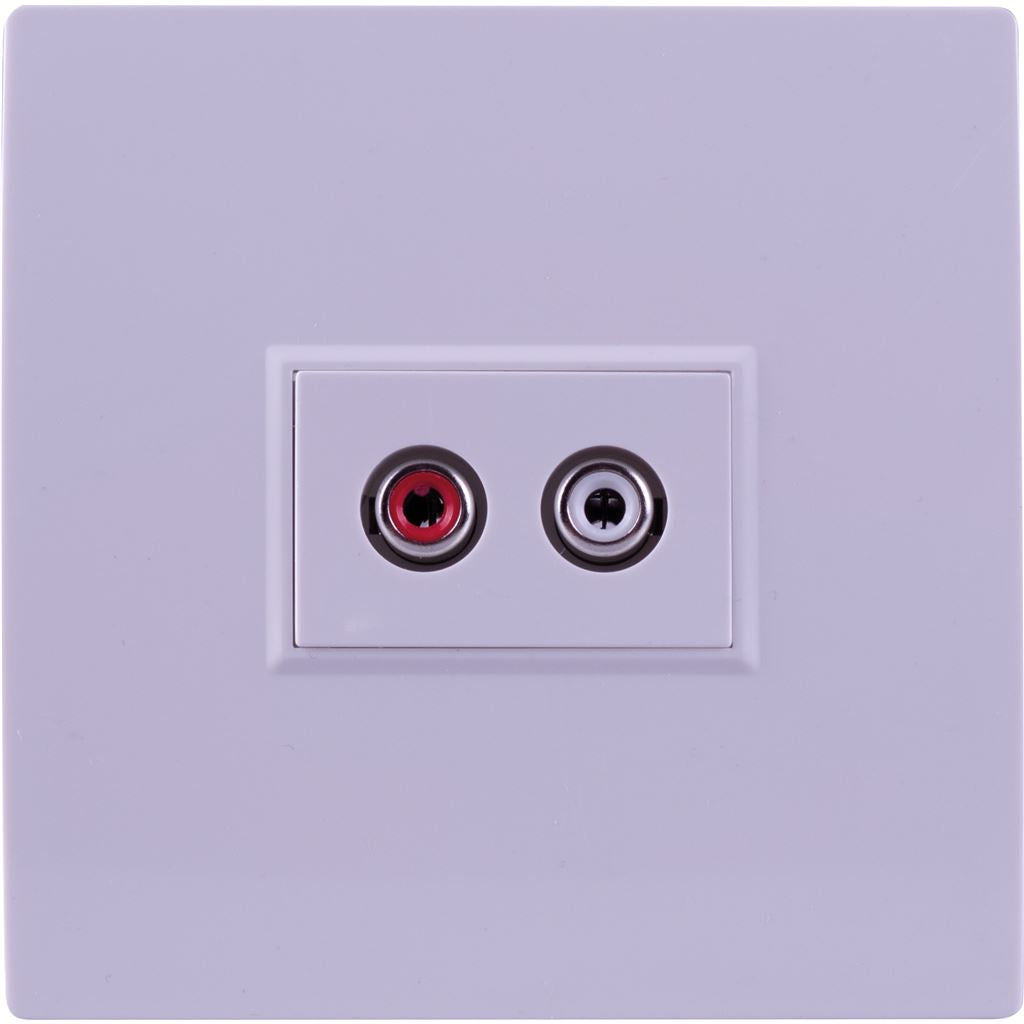 Wall Plate with 2 Phono Sockets, 1x Red and 1x White