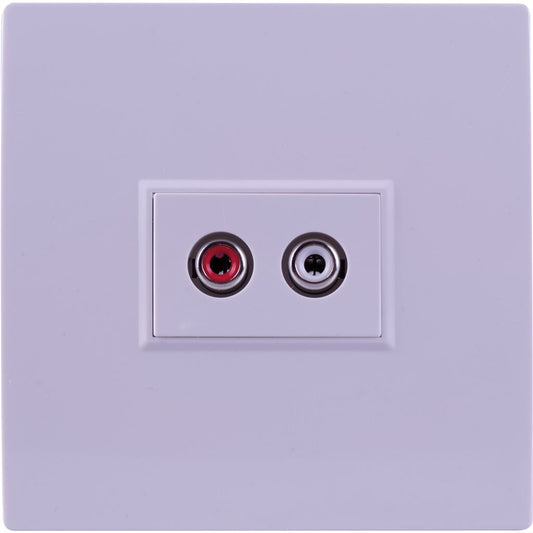 Wall Plate with 2 Phono Sockets, 1x Red and 1x White