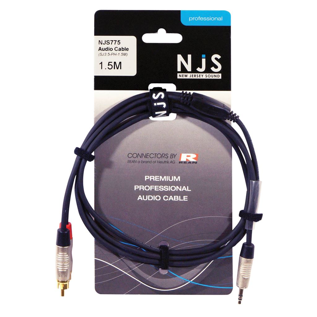 3.5mm Stereo Plug to 2 x RCA Phono Plugs Signal Cable