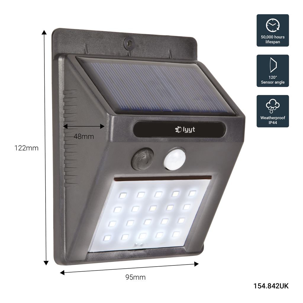 20 LED Solar Outdoor Garden Wall Fence Light with Motion Sensor - 20LED Security - 20LED-SSL