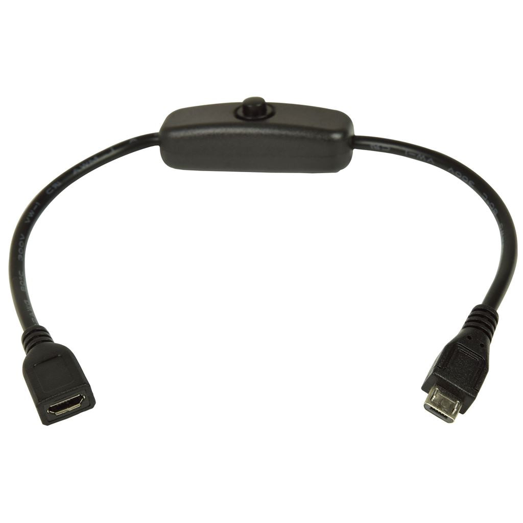 Micro USB Extension Cable with Power Switch - On/Off