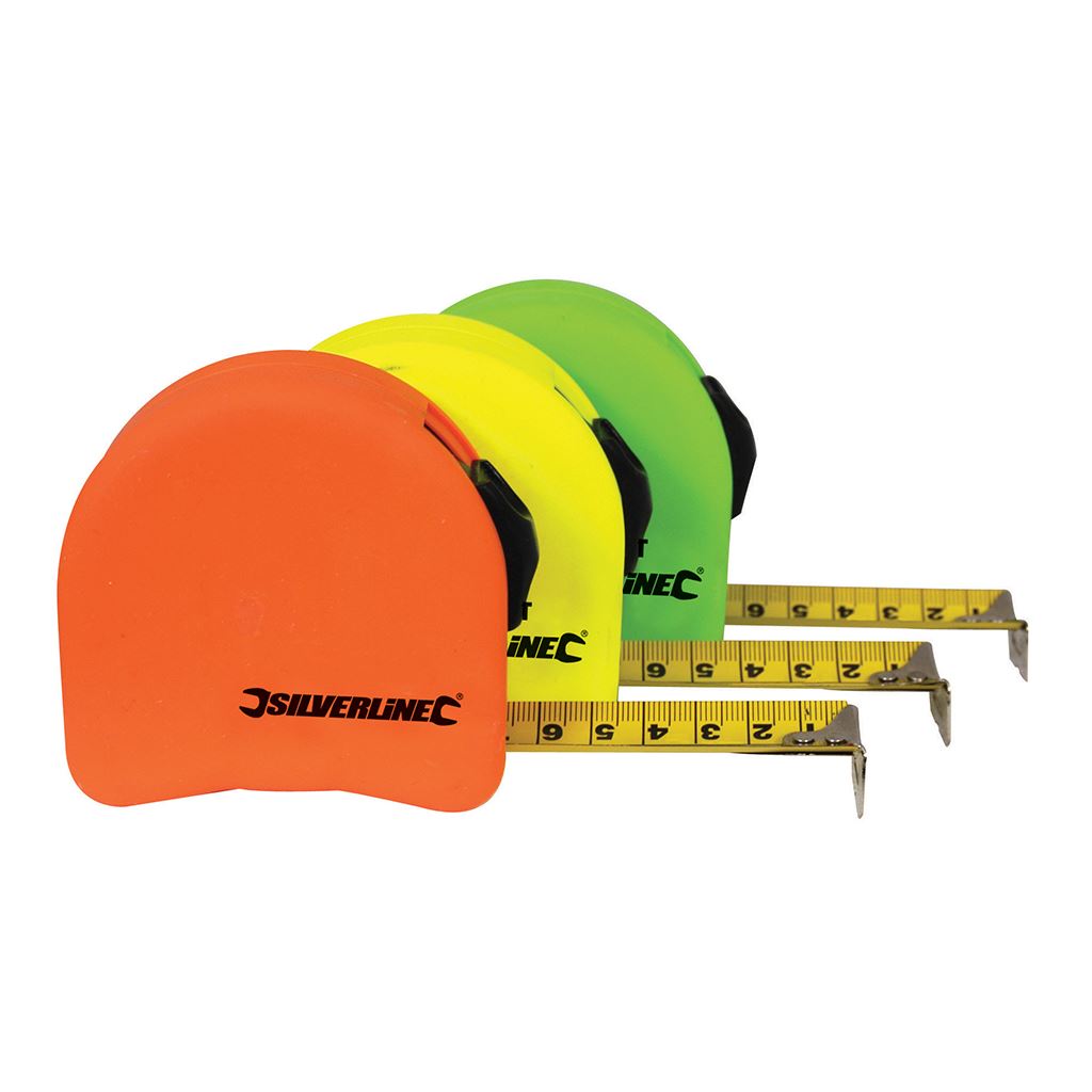 Silverline Hi-Vis Contour Tape Display Box - 18pce 8m / 26ft x 25mm