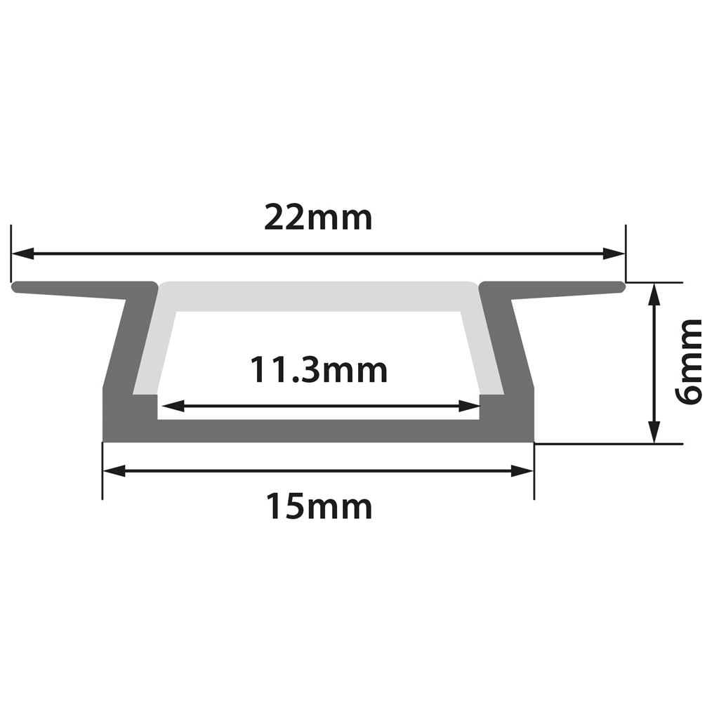 Aluminium LED Tape Profile - Recess - 2m - AL2-F2206