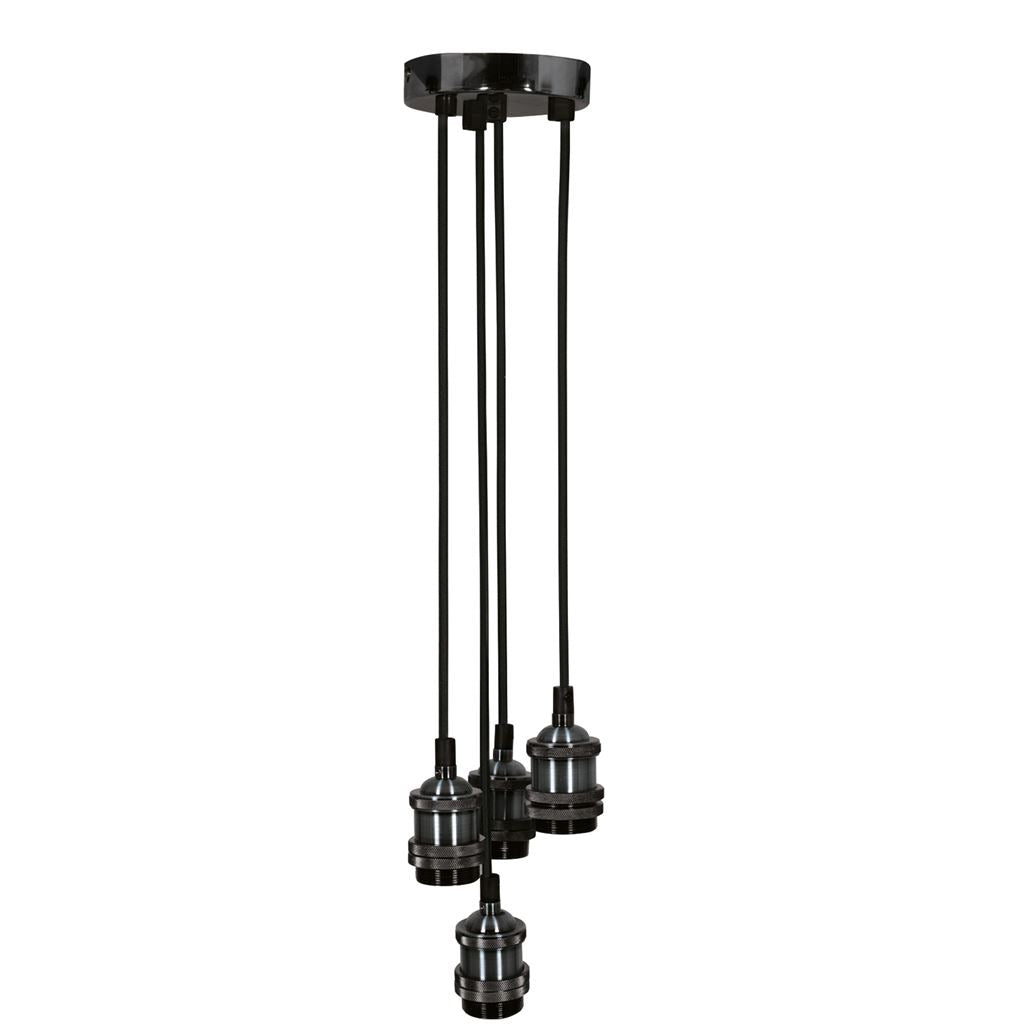 Quad E27 Pendant Cordsets - Black Chrome - 4P-E27-BCR