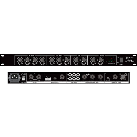 1U Mic/Line Rack Mixer - ML432 4mic+3aux