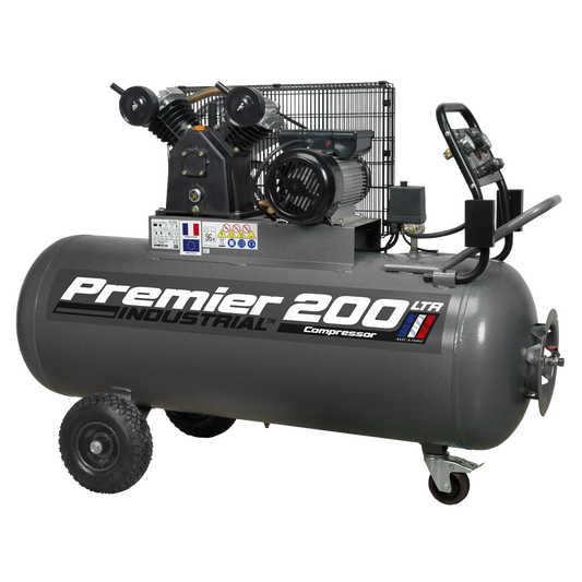 Air Compressor 200L Belt Drive 3hp with Front Control Panel