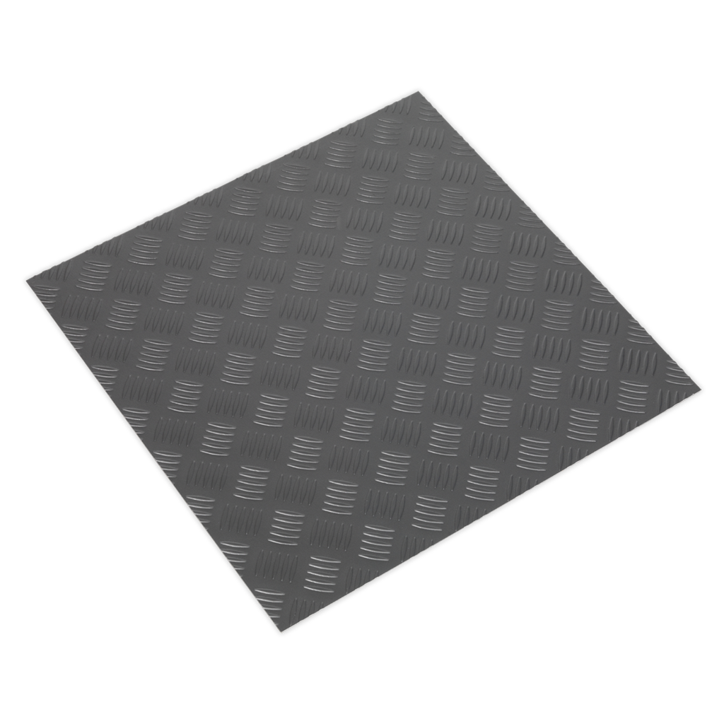 Vinyl Floor Tile with Peel & Stick Backing Silver Treadplate - Pack of 16