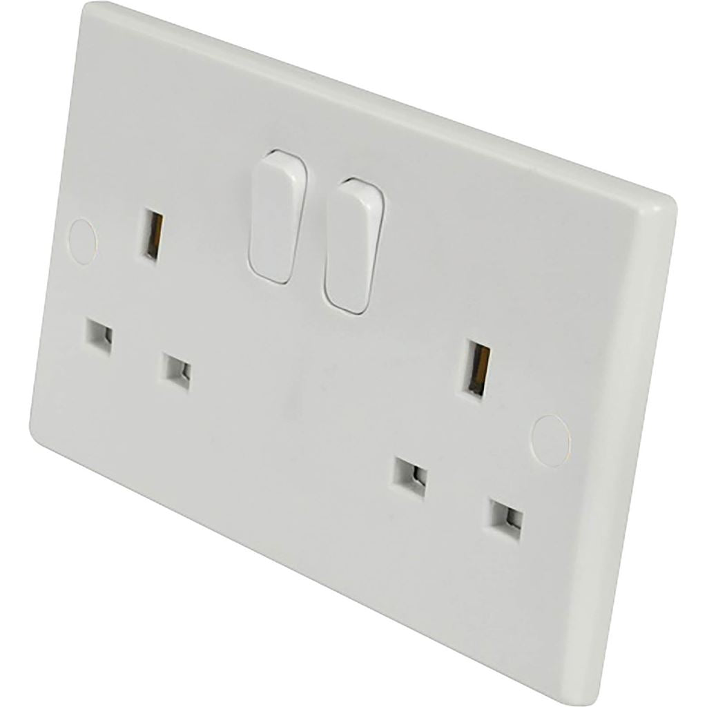 2 Gang Switched Socket Curved Edge 13A