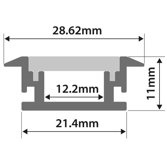 Waterproof LED Tape Profile - Recessed - Aluminium 2m - AL2-WR2811