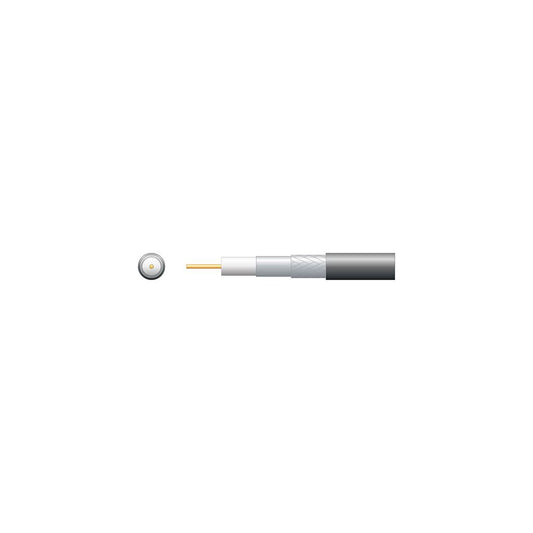 Economy RG6 75 Ohms Foam Filled Coaxial Cable - Aluminium Braid - Foamed PE with Aluminum 100m Black