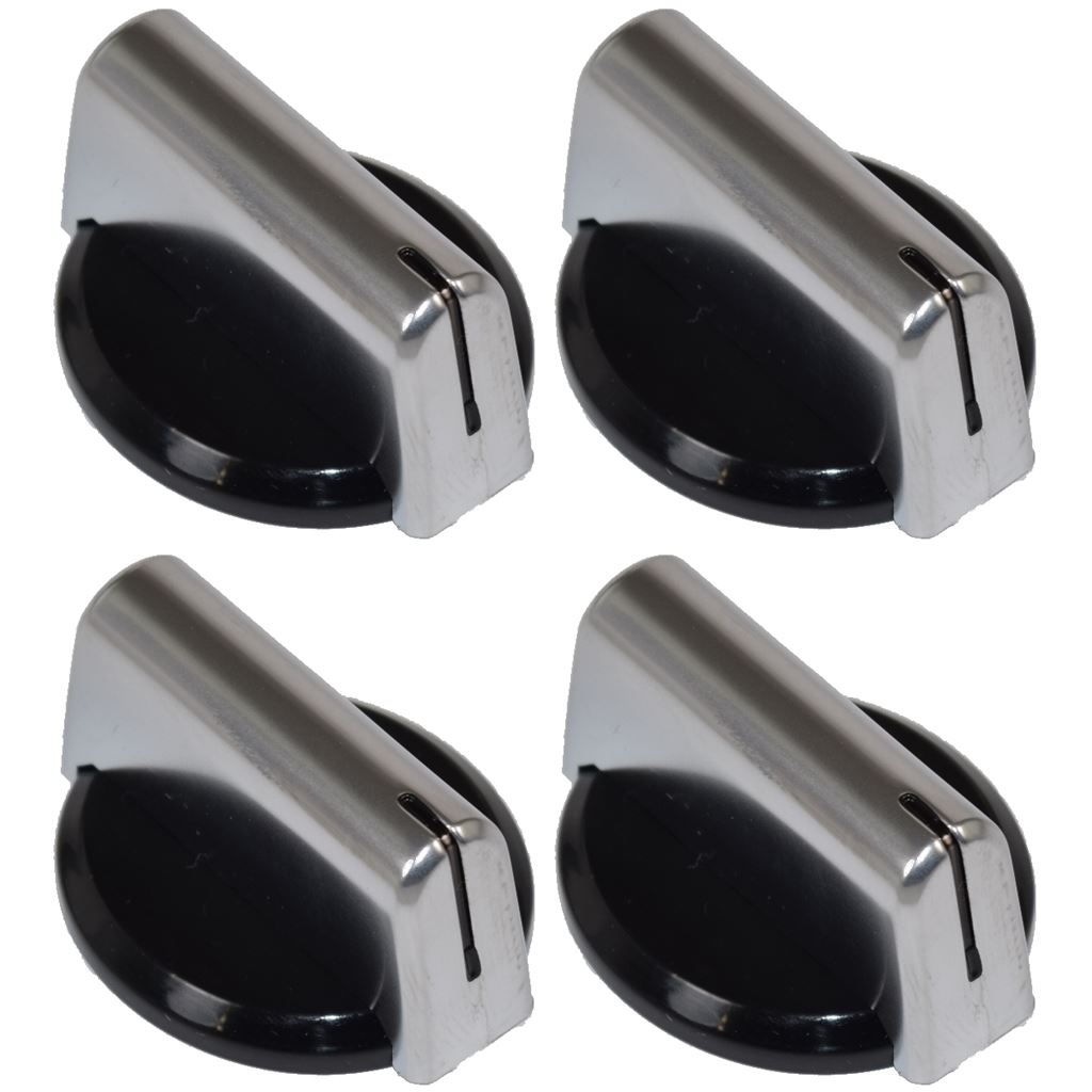 Baumatic Compatible Replacement Black Silver Oven Cooker Hob Control Knob Pack of 4