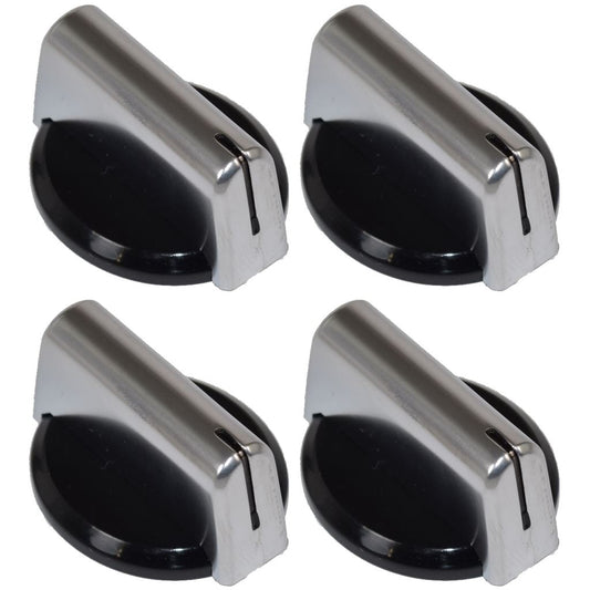 Baumatic Compatible Replacement Black Silver Oven Cooker Hob Control Knob Pack of 4