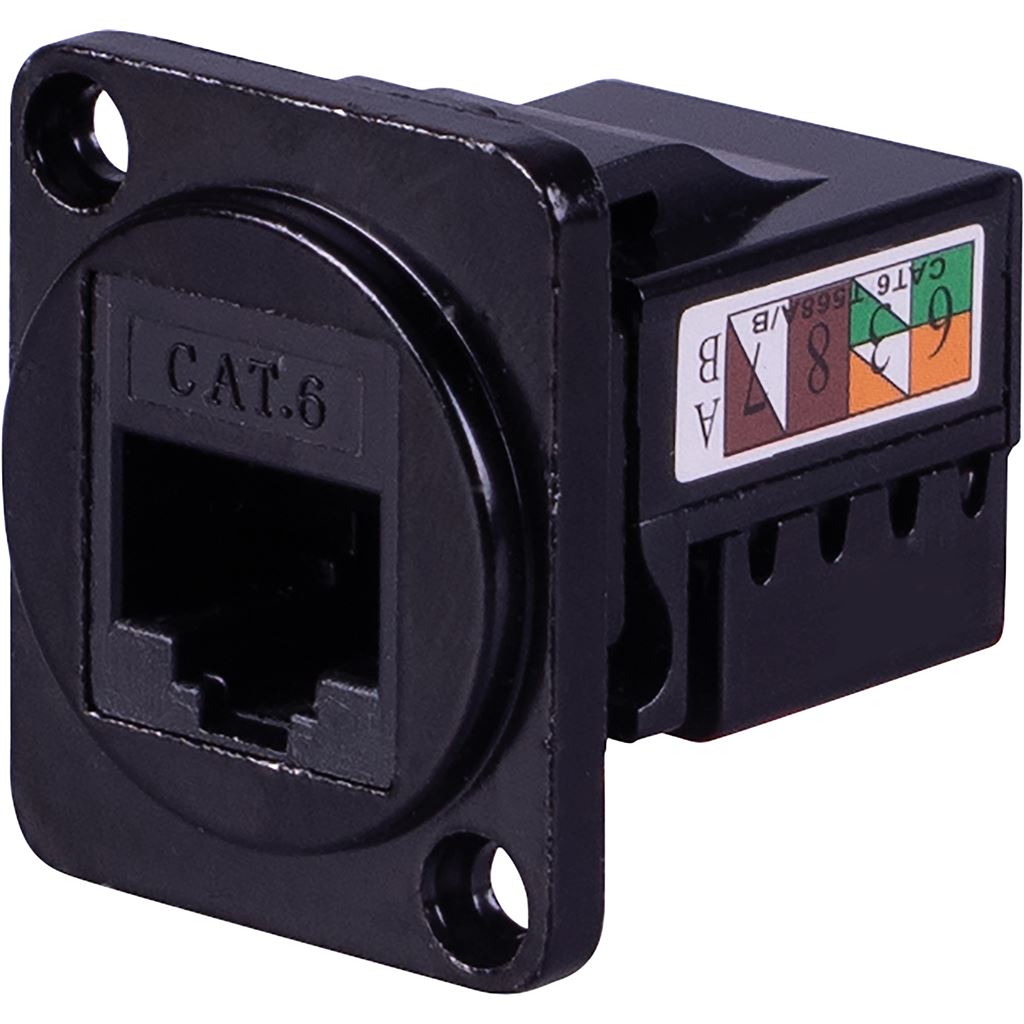 Chassis Mount D- Series Connector Cat.6 Socket With IDC Connections.