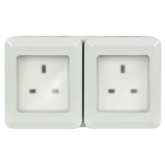 Weatherproof 2 Gang Outdoor Socket - IP55