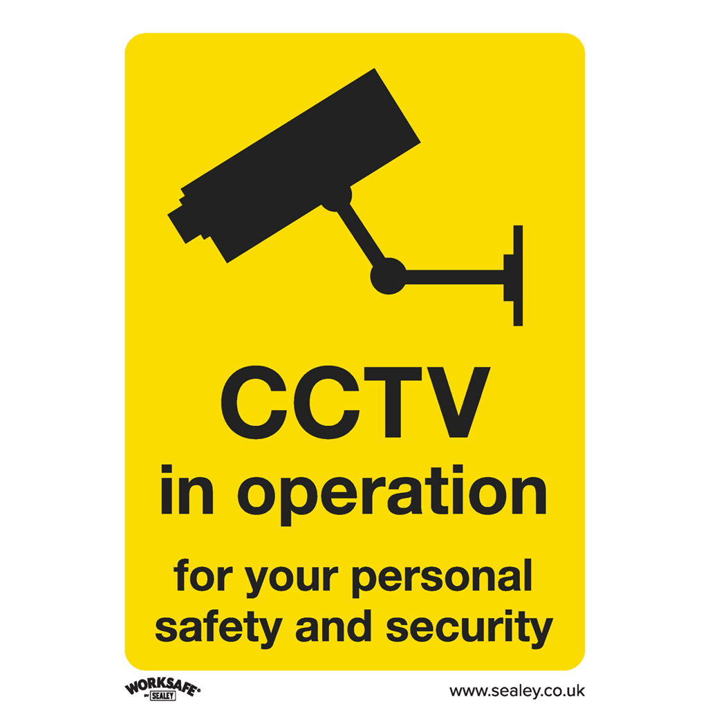 Warning Safety Sign - CCTV - Rigid Plastic - Pack of 10