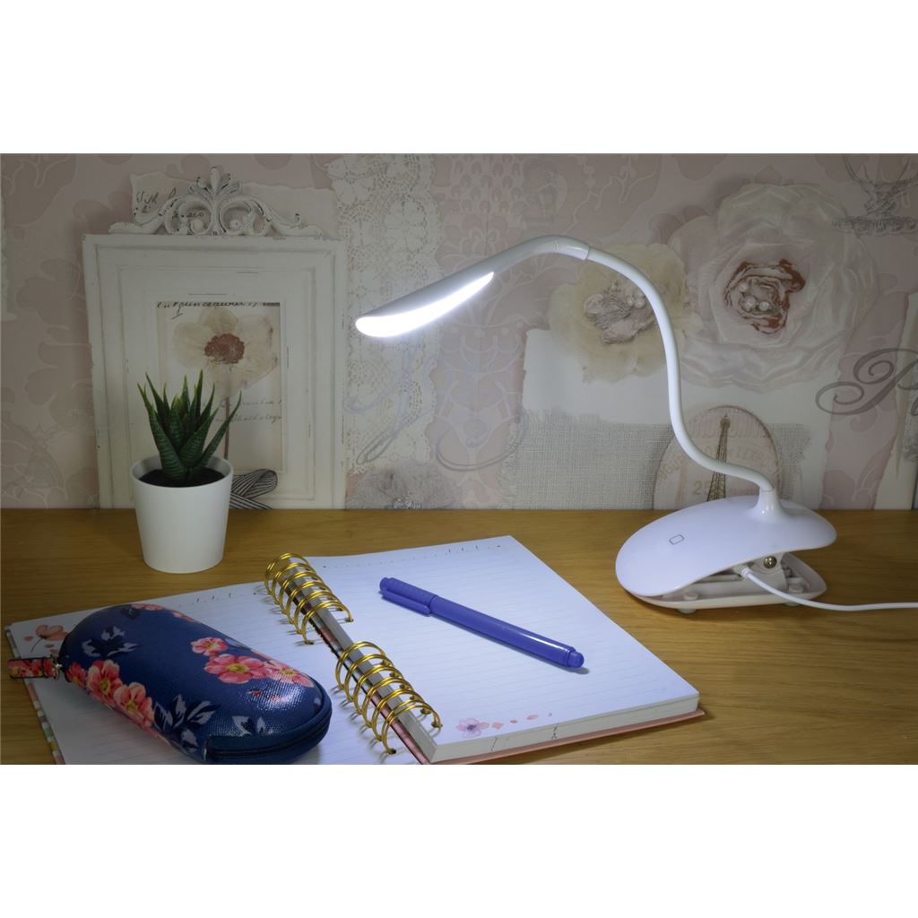 LED USB Clip On Desk Lamp - 14 - Wht - CLIP-LAMP-W